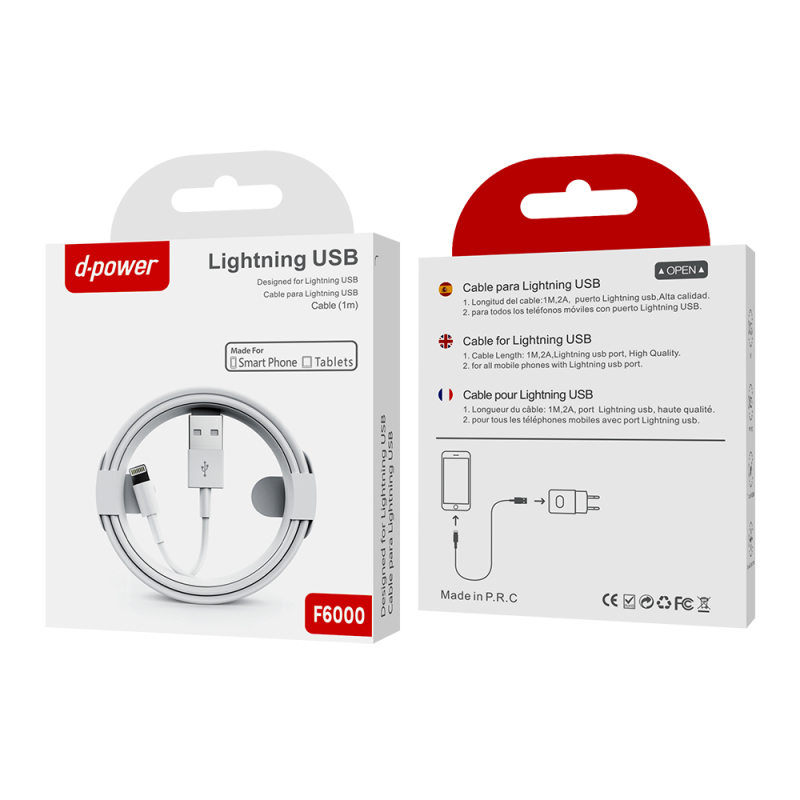 Câble lightning-USB B 1m blanc Simon — Rehabilitaweb